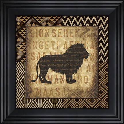 Framed African Wild Lion Border Print