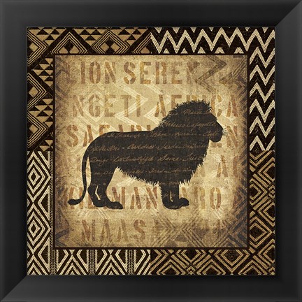 Framed African Wild Lion Border Print