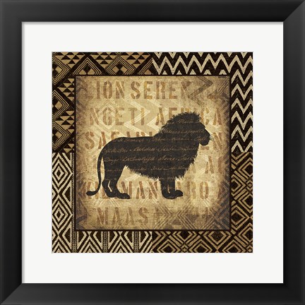 Framed African Wild Lion Border Print