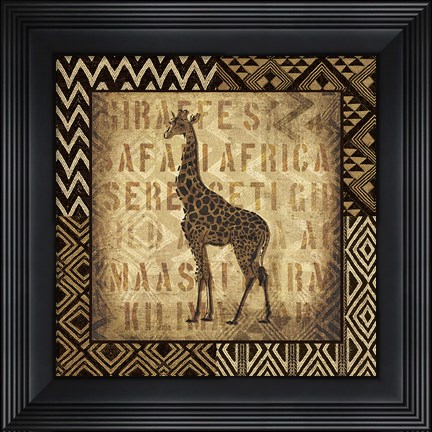 Framed African Wild Giraffe Border Print