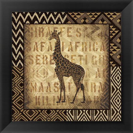 Framed African Wild Giraffe Border Print