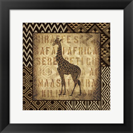 Framed African Wild Giraffe Border Print