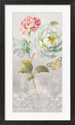 Framed Textile Floral Panel I Print