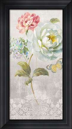 Framed Textile Floral Panel I Print