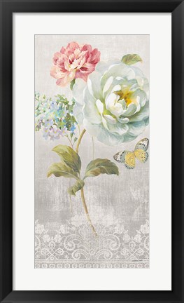 Framed Textile Floral Panel I Print