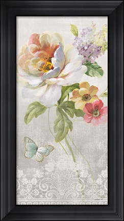 Framed Textile Floral Panel II Print