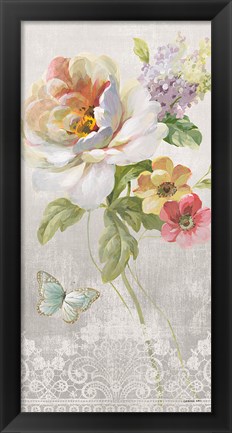 Framed Textile Floral Panel II Print