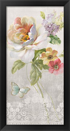 Framed Textile Floral Panel II Print