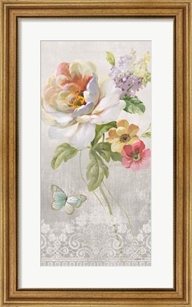 Framed Textile Floral Panel II Print