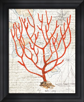 Framed Textured Coral I Print