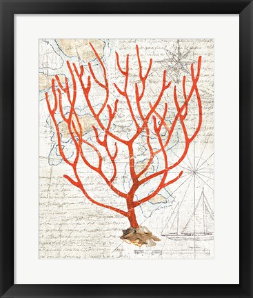 Framed Textured Coral I Print