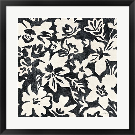 Framed Chalkboard Floral I Print