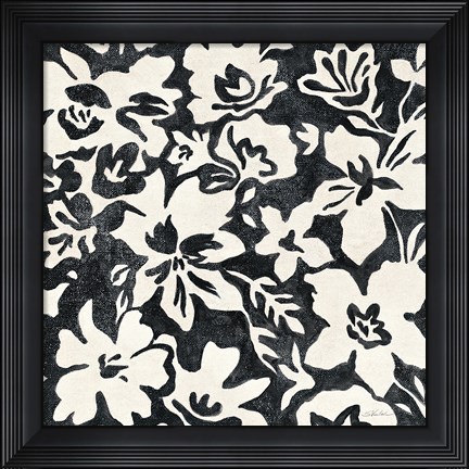 Framed Chalkboard Floral I Print