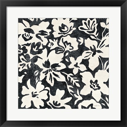 Framed Chalkboard Floral I Print