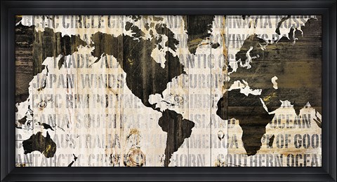 Framed Crate World Map Neutral Print