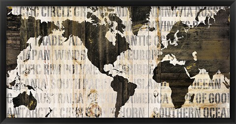 Framed Crate World Map Neutral Print