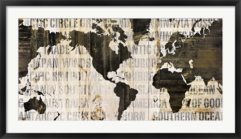 Framed Crate World Map Neutral Print