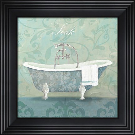 Framed Damask Bath Tub Print