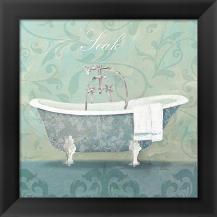 Framed Damask Bath Tub Print