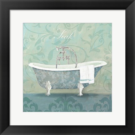 Framed Damask Bath Tub Print