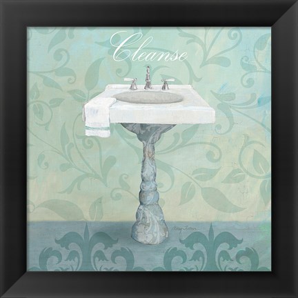 Framed Damask Bath Sink Print