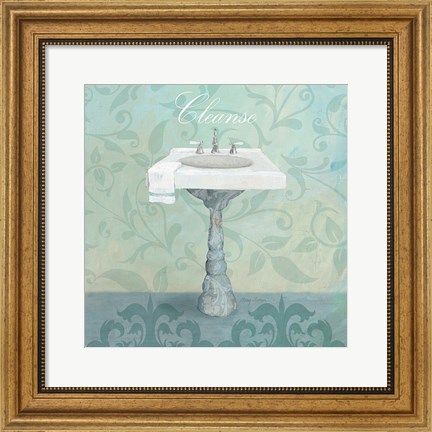 Framed Damask Bath Sink Print