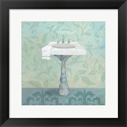 Framed Damask Bath Sink Print