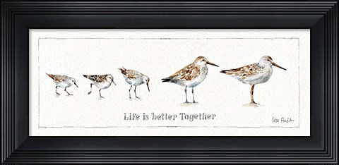 Framed Pebbles and Sandpipers I Print