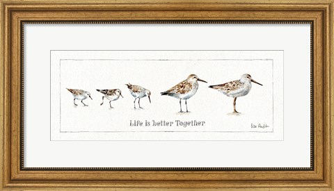 Framed Pebbles and Sandpipers I Print