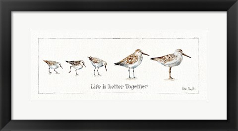 Framed Pebbles and Sandpipers I Print