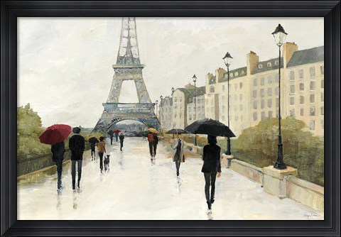 Framed Eiffel in the Rain Marsala Umbrella Print