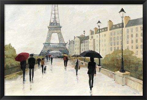 Framed Eiffel in the Rain Marsala Umbrella Print