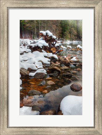 Framed Merced River Rocks, Yosemite, California Print