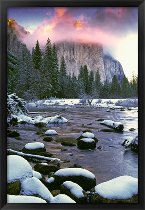 Framed Winter snow, Merced River Print