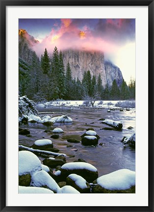 Framed Winter snow, Merced River Print