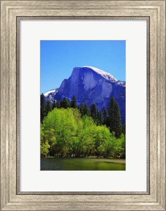 Framed View of Half Dome rock and Merced River, Yosemite National Park, California Print