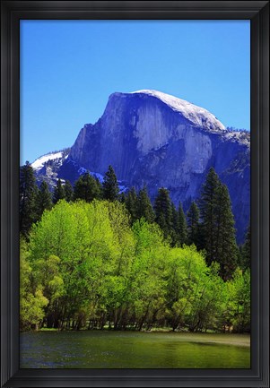 Framed View of Half Dome rock and Merced River, Yosemite National Park, California Print