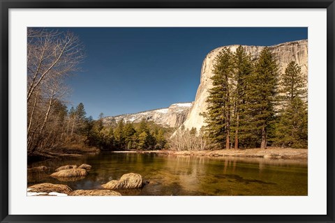 Framed El Capitan towers over Merced River, Yosemite, California Print