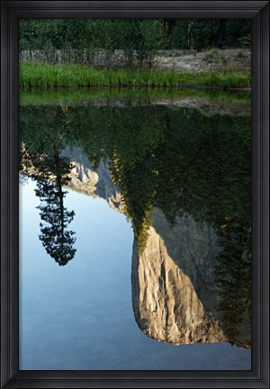 Framed Reflection of El Capitan in Mercede River, Yosemite National Park, California - Vertical Print