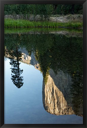 Framed Reflection of El Capitan in Mercede River, Yosemite National Park, California - Vertical Print