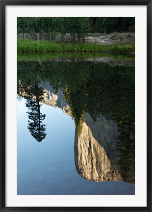 Framed Reflection of El Capitan in Mercede River, Yosemite National Park, California - Vertical Print