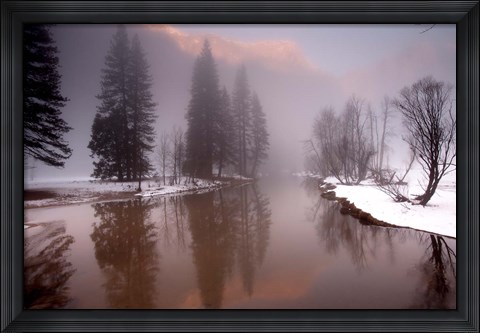Framed Valley mist, Yosemite, California Print