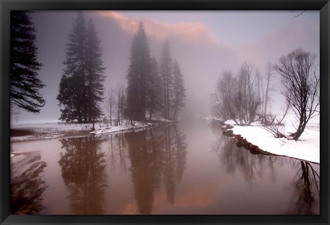 Framed Valley mist, Yosemite, California Print