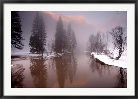 Framed Valley mist, Yosemite, California Print