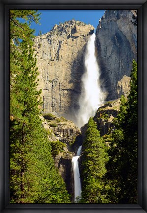 Framed Upper and Lower Yosemite Falls, Merced River, Yosemite NP, California Print