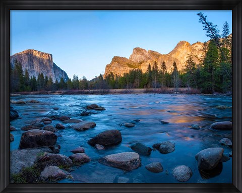 Framed Rocks in The Merced River in the Yosemite Valley Print