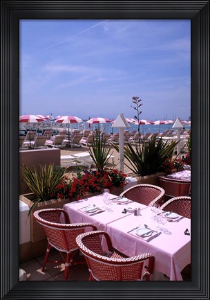 Framed Riviera Cafe, Cannes, France Print