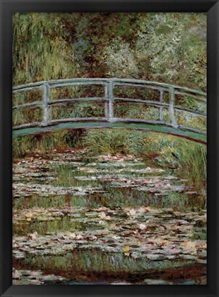 Framed Waterlily Pond, Japanese Bridge Print