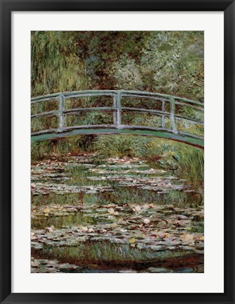 Framed Waterlily Pond, Japanese Bridge Print