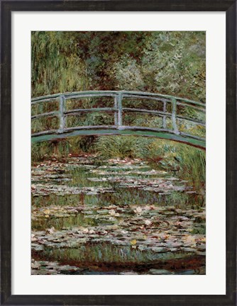 Framed Waterlily Pond, Japanese Bridge Print